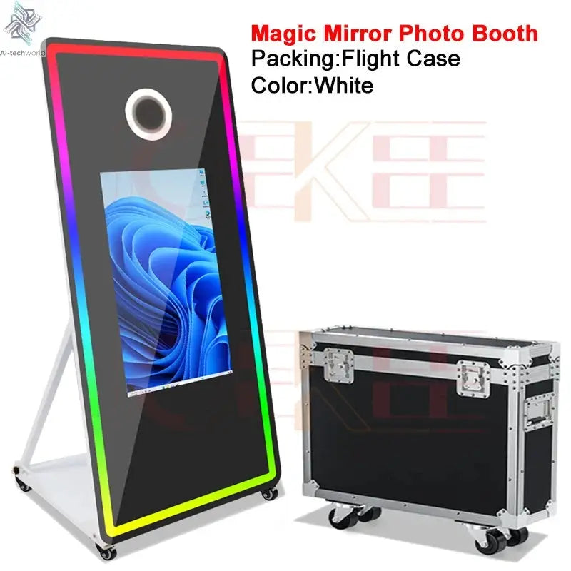 65 inch Magic Mirror Photo Booth 32in Touch Screen Built-in Mini PC Portable Mirror Photo Booth Selfie Machine for Partys Events - Ai-TechWorld