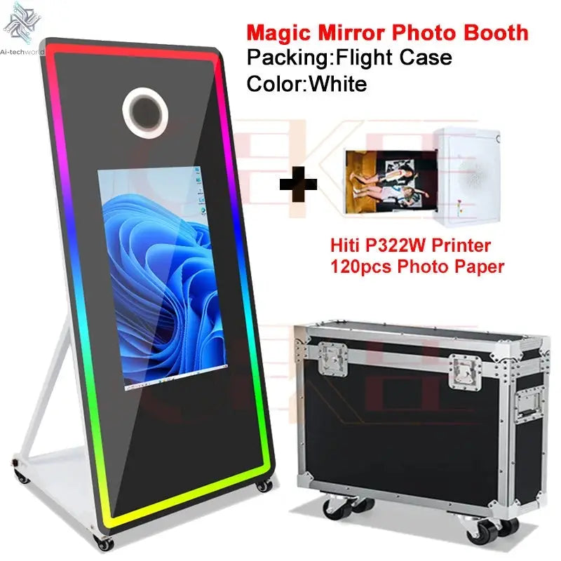 65 inch Magic Mirror Photo Booth 32in Touch Screen Built-in Mini PC Portable Mirror Photo Booth Selfie Machine for Partys Events - Ai-TechWorld
