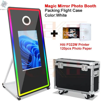 65 inch Magic Mirror Photo Booth 32in Touch Screen Built-in Mini PC Portable Mirror Photo Booth Selfie Machine for Partys Events - Ai-TechWorld