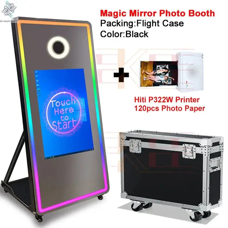 65 inch Magic Mirror Photo Booth 32in Touch Screen Built-in Mini PC Portable Mirror Photo Booth Selfie Machine for Partys Events - Ai-TechWorld