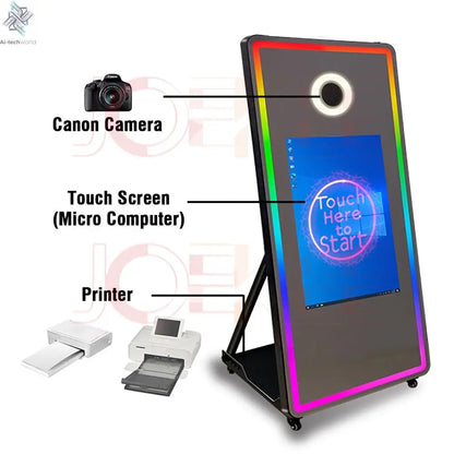 65 inch Magic Mirror Photo Booth 32in Touch Screen Built-in Mini PC Portable Mirror Photo Booth Selfie Machine for Partys Events - Ai-TechWorld