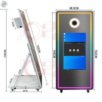 65 inch Magic Mirror Photo Booth 32in Touch Screen Built-in Mini PC Portable Mirror Photo Booth Selfie Machine for Partys Events - Ai-TechWorld