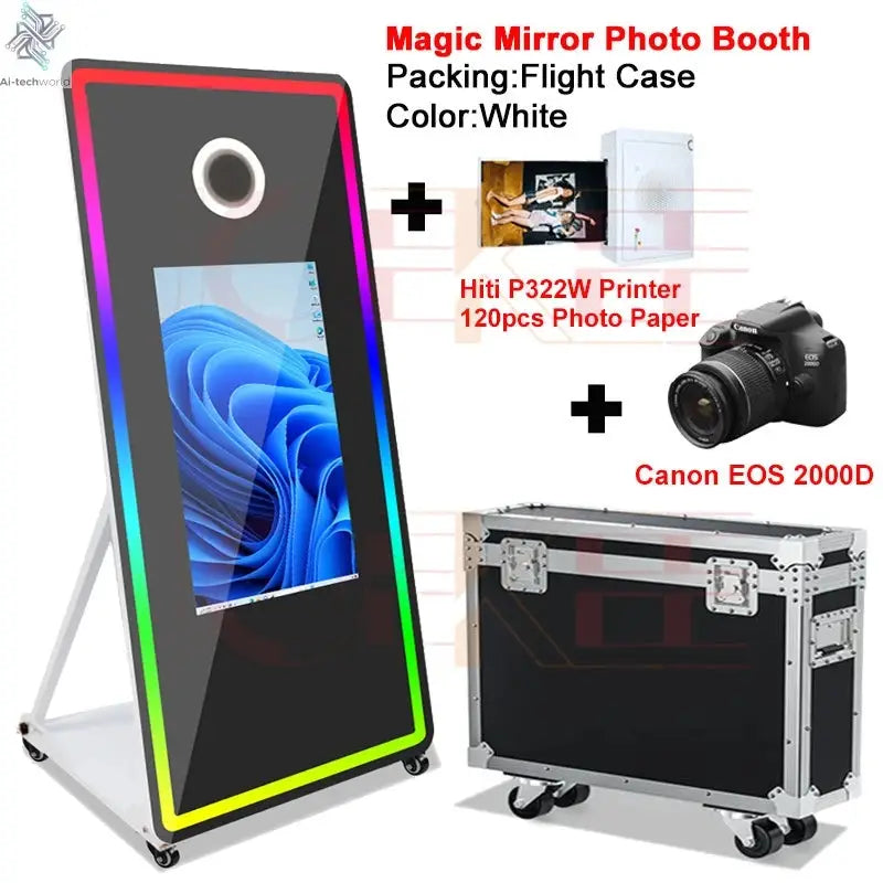 65 inch Magic Mirror Photo Booth 32in Touch Screen Built-in Mini PC Portable Mirror Photo Booth Selfie Machine for Partys Events - Ai-TechWorld