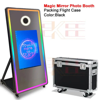 65 inch Magic Mirror Photo Booth 32in Touch Screen Built-in Mini PC Portable Mirror Photo Booth Selfie Machine for Partys Events - Ai-TechWorld