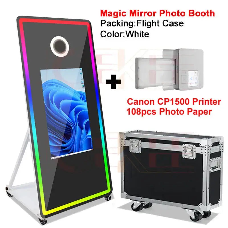 65 inch Magic Mirror Photo Booth 32in Touch Screen Built-in Mini PC Portable Mirror Photo Booth Selfie Machine for Partys Events - Ai-TechWorld