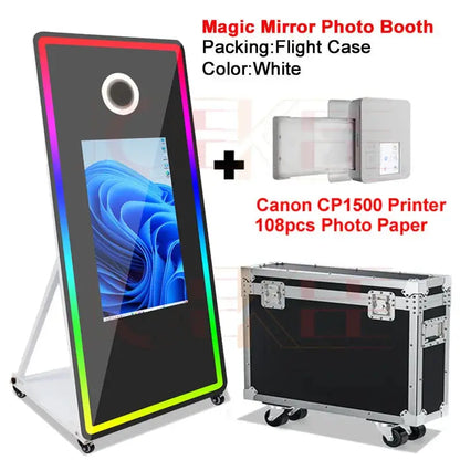 65 inch Magic Mirror Photo Booth 32in Touch Screen Built-in Mini PC Portable Mirror Photo Booth Selfie Machine for Partys Events - Ai-TechWorld