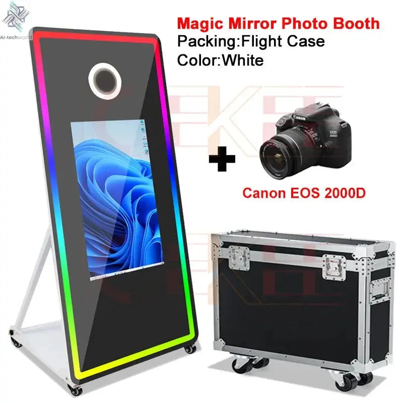 65 inch Magic Mirror Photo Booth 32in Touch Screen Built-in Mini PC Portable Mirror Photo Booth Selfie Machine for Partys Events - Ai-TechWorld
