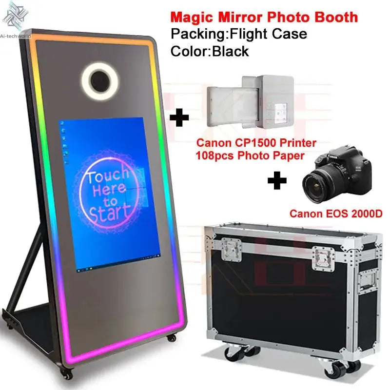 65 inch Magic Mirror Photo Booth 32in Touch Screen Built-in Mini PC Portable Mirror Photo Booth Selfie Machine for Partys Events - Ai-TechWorld