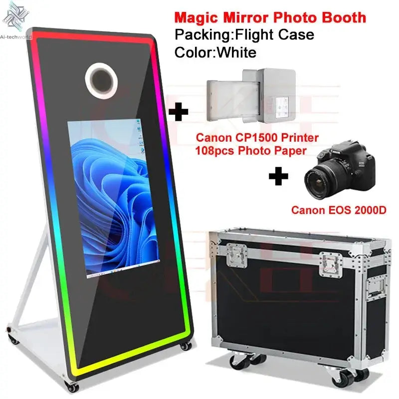 65 inch Magic Mirror Photo Booth 32in Touch Screen Built-in Mini PC Portable Mirror Photo Booth Selfie Machine for Partys Events - Ai-TechWorld