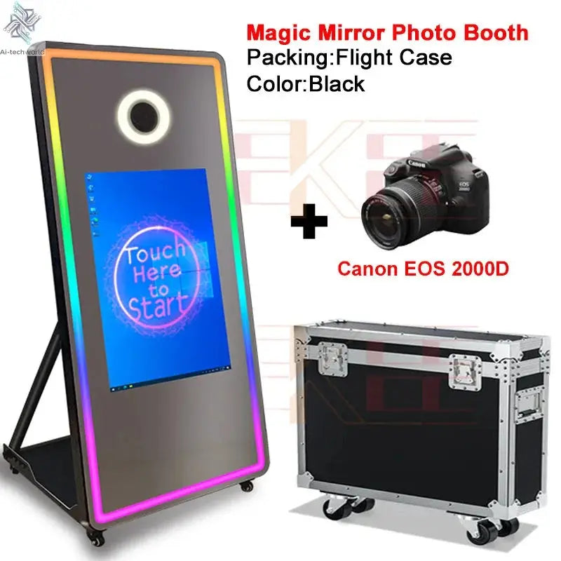 65 inch Magic Mirror Photo Booth 32in Touch Screen Built-in Mini PC Portable Mirror Photo Booth Selfie Machine for Partys Events - Ai-TechWorld