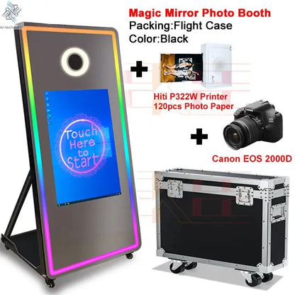 65 inch Magic Mirror Photo Booth 32in Touch Screen Built-in Mini PC Portable Mirror Photo Booth Selfie Machine for Partys Events - Ai-TechWorld