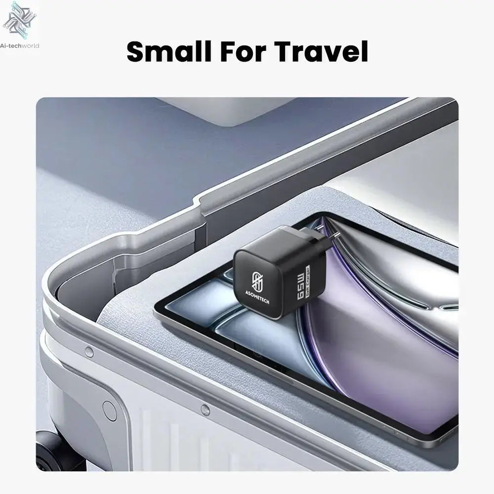 65W GaN USB Charger with Type C Retractable Cable 3 Port QC4.0 PD3.0 PPS Fast Charger for Macbook Laptop iPhone 16 15 14 Xiaomi - Ai-TechWorld