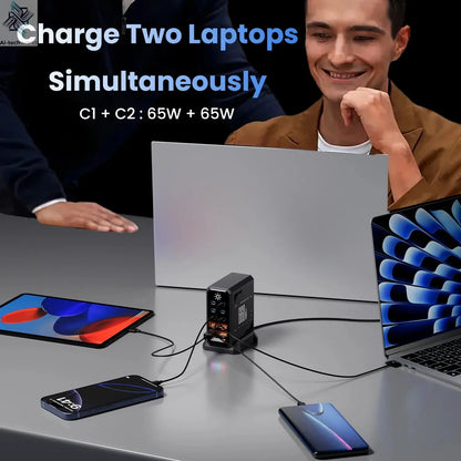 660W GaN USB Charger Station 10 Port Desktop Fast USB Type C Charger 140W PD3.1 PPS Quick Charger For Macbook iPhone 16 Samsung Ai-TechWorld 