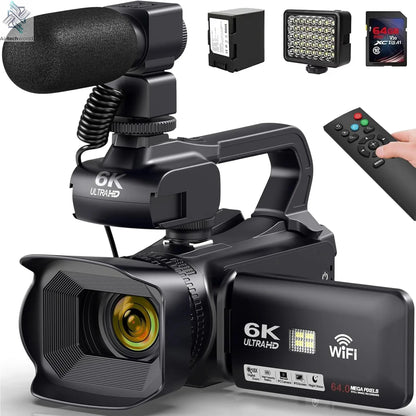 6K Ultra HD Professional Video Cameras for Photography 18X Digital Zoom YouTube Live Streaming Camcorders 64MP Vlogging Recorder Ai-TechWorld