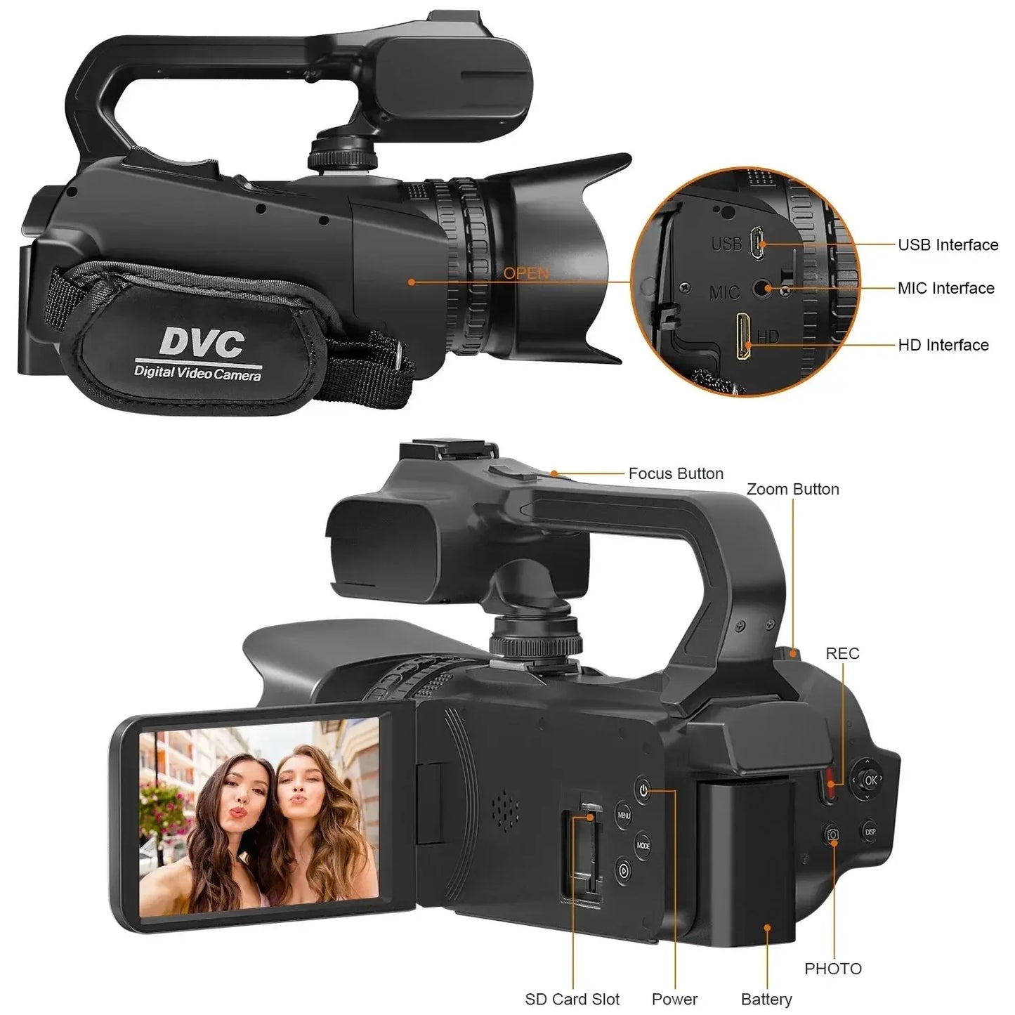 6K Ultra HD Professional Video Cameras for Photography 18X Digital Zoom YouTube Live Streaming Camcorders 64MP Vlogging Recorder Ai-TechWorld