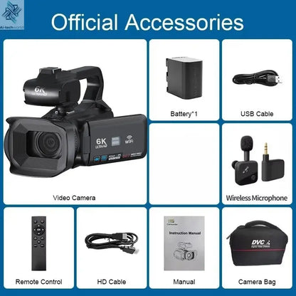 6K Ultra HD Professional Video Cameras for Photography 18X Digital Zoom YouTube Live Streaming Camcorders 64MP Vlogging Recorder Ai-TechWorld