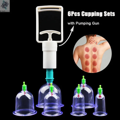 6Pcs Vacuum Cupping Set with Pumping Gun Suction Cups Anti Cellulite Cans Body Back Cupping Massager Jars Vacuum Cupping - Ai-TechWorld