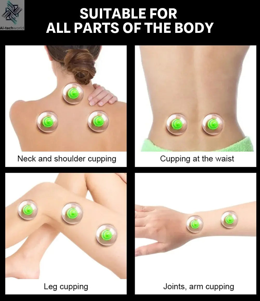 6Pcs Vacuum Cupping Set with Pumping Gun Suction Cups Anti Cellulite Cans Body Back Cupping Massager Jars Vacuum Cupping - Ai-TechWorld