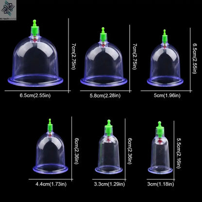 6Pcs Vacuum Cupping Set with Pumping Gun Suction Cups Anti Cellulite Cans Body Back Cupping Massager Jars Vacuum Cupping - Ai-TechWorld
