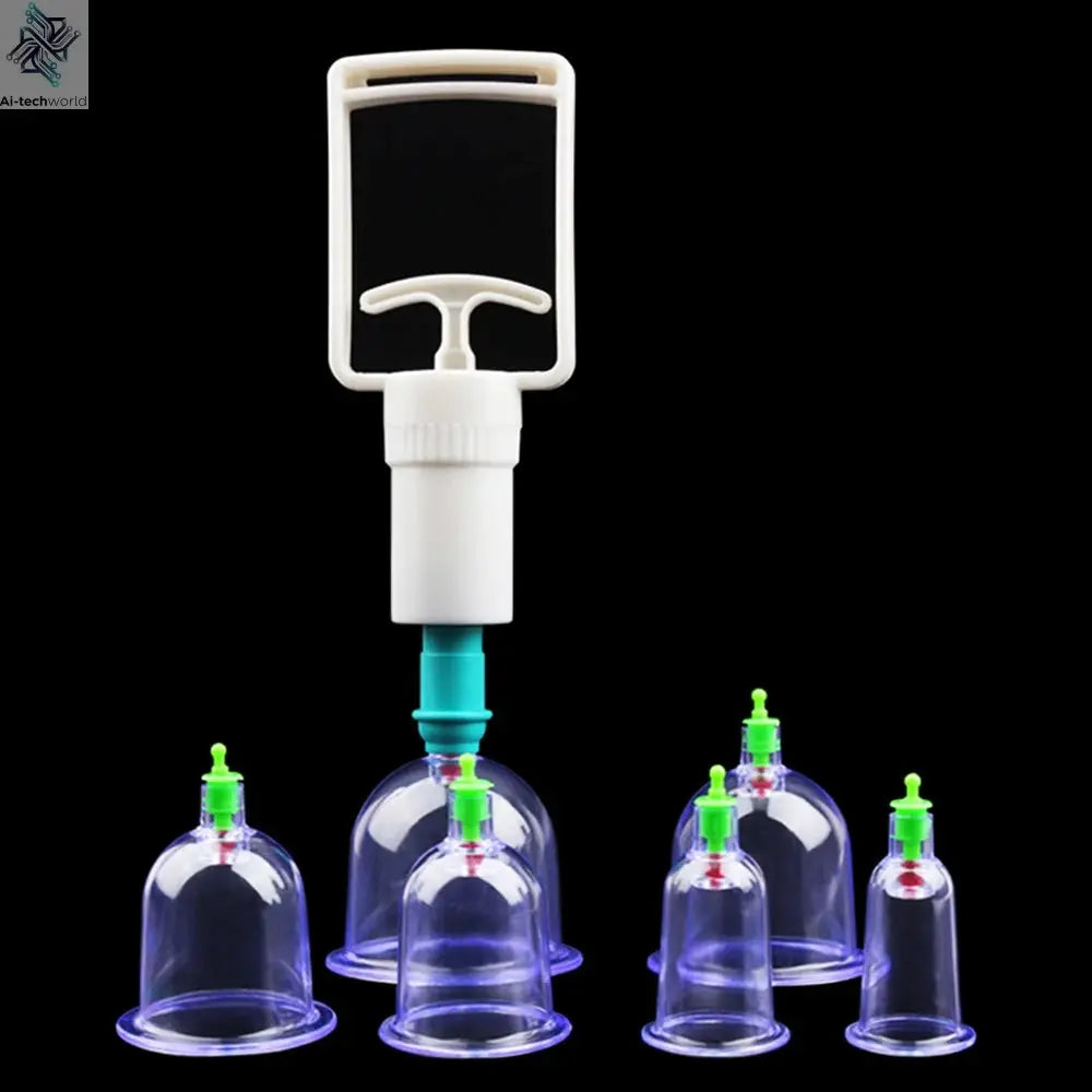 6Pcs Vacuum Cupping Set with Pumping Gun Suction Cups Anti Cellulite Cans Body Back Cupping Massager Jars Vacuum Cupping - Ai-TechWorld