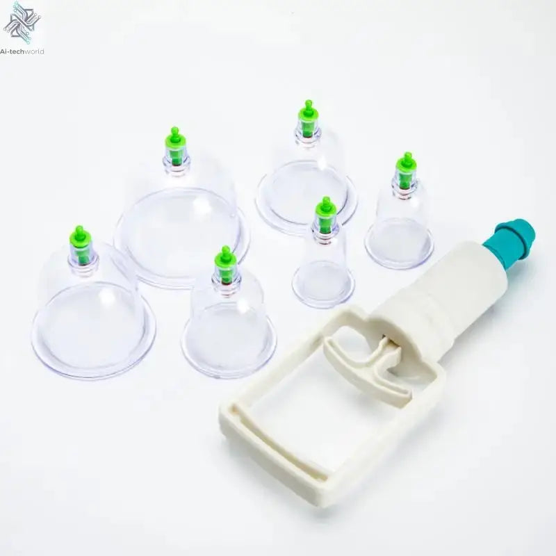 6Pcs Vacuum Cupping Set with Pumping Gun Suction Cups Anti Cellulite Cans Body Back Cupping Massager Jars Vacuum Cupping - Ai-TechWorld