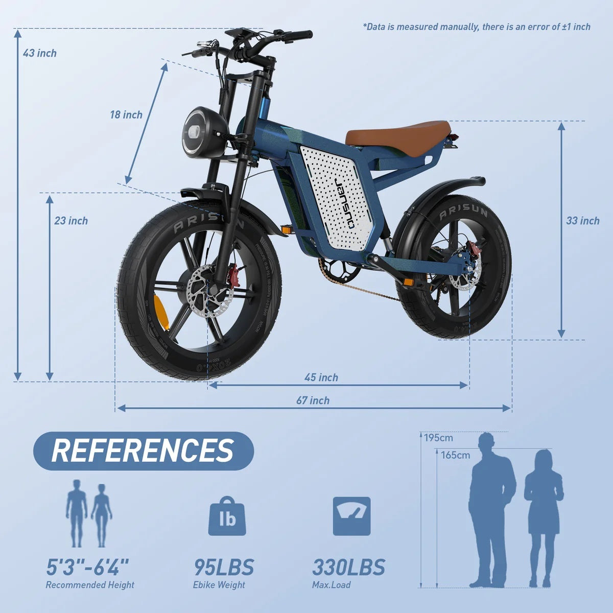 JANSNO X60 20" Fat Tires Electric Bikes 750W*2 Dual Motor 48V 23Ah Battery Ai-TechWorld 