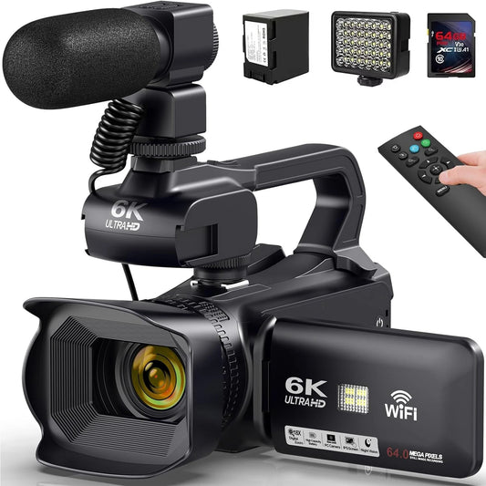 6K Ultra HD Professional Video Cameras for Photography 18X Digital Zoom YouTube Live Streaming Camcorders 64MP Vlogging Recorder Ai-TechWorld