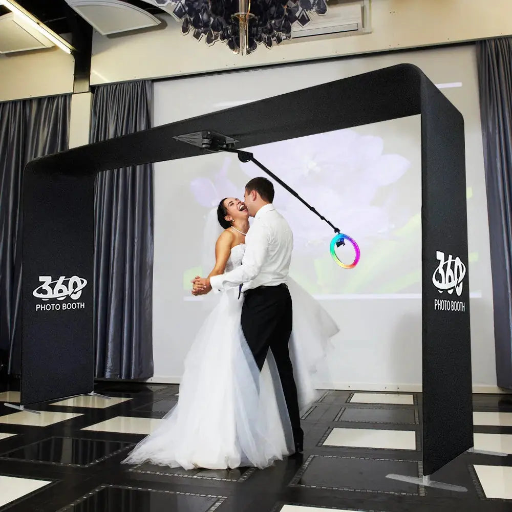 7-15ppl Portable photo booth 360 selfie overhead 360 photo booth automatic with ring light,Free Logo,for parties wedding event Ai-TechWorld 