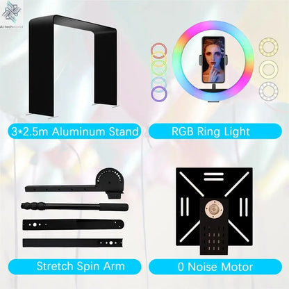 7-15ppl Portable photo booth 360 selfie overhead 360 photo booth automatic with ring light,Free Logo,for parties wedding event Ai-TechWorld 
