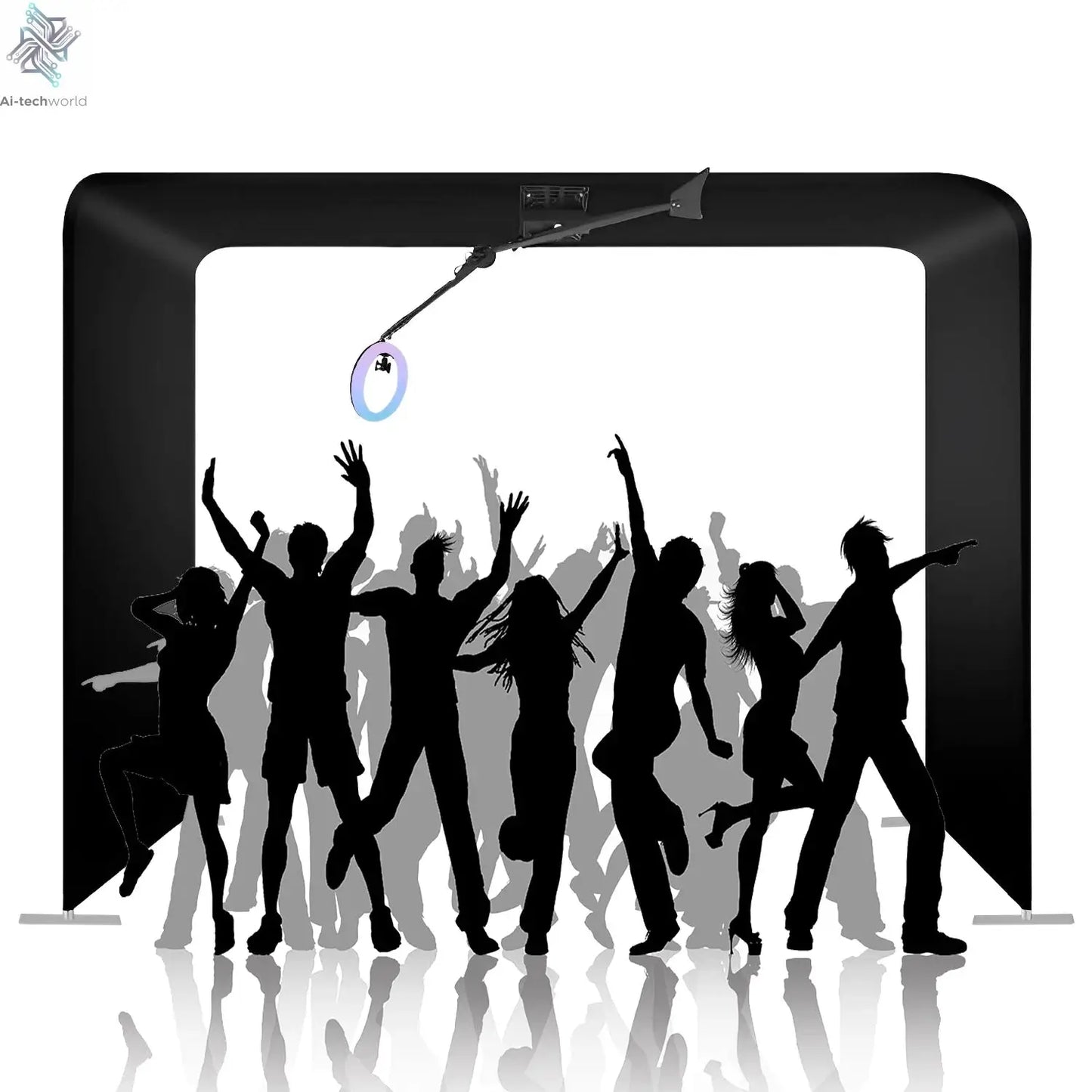 7-15ppl Portable photo booth 360 selfie overhead 360 photo booth automatic with ring light,Free Logo,for parties wedding event Ai-TechWorld 