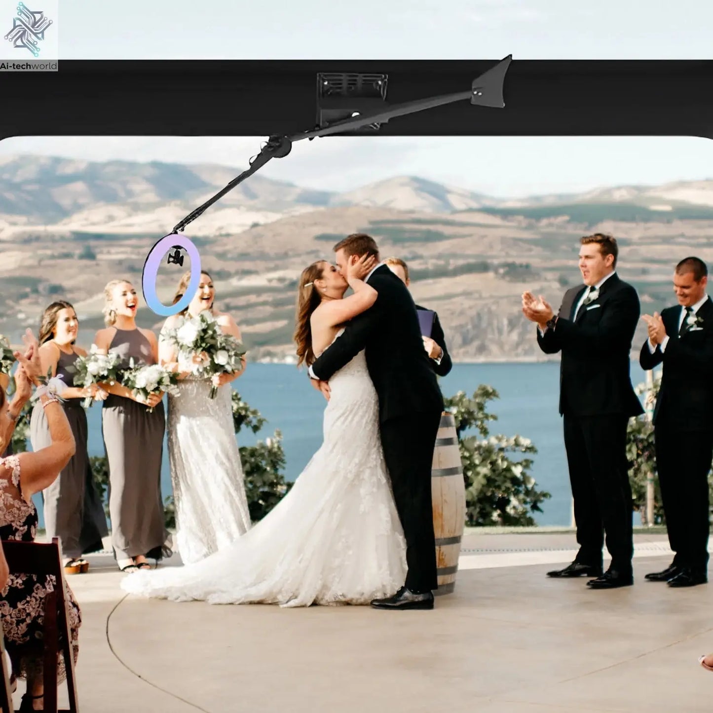 7-15ppl Portable photo booth 360 selfie overhead 360 photo booth automatic with ring light,Free Logo,for parties wedding event Ai-TechWorld 