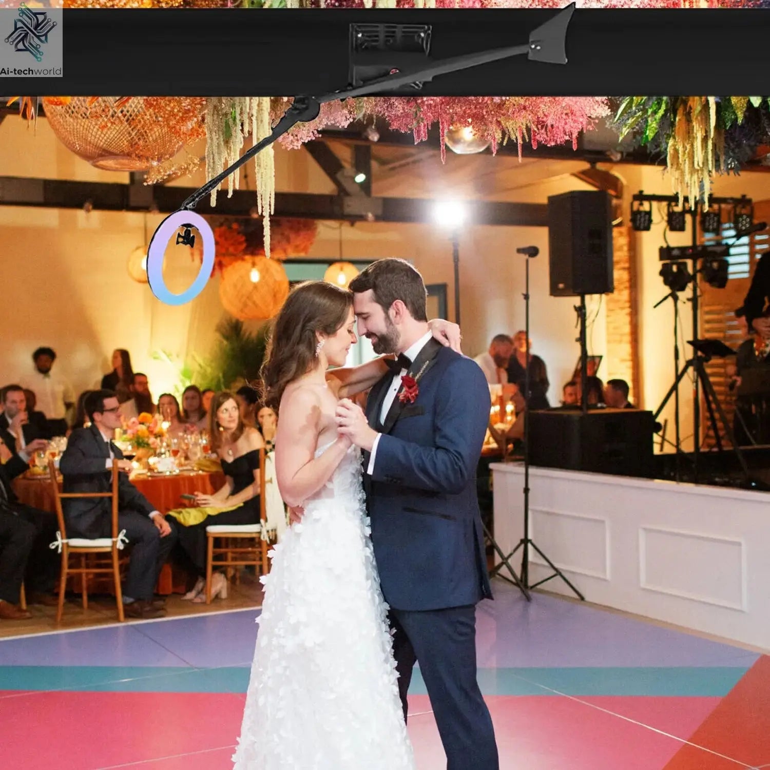 7-15ppl Portable photo booth 360 selfie overhead 360 photo booth automatic with ring light,Free Logo,for parties wedding event Ai-TechWorld 
