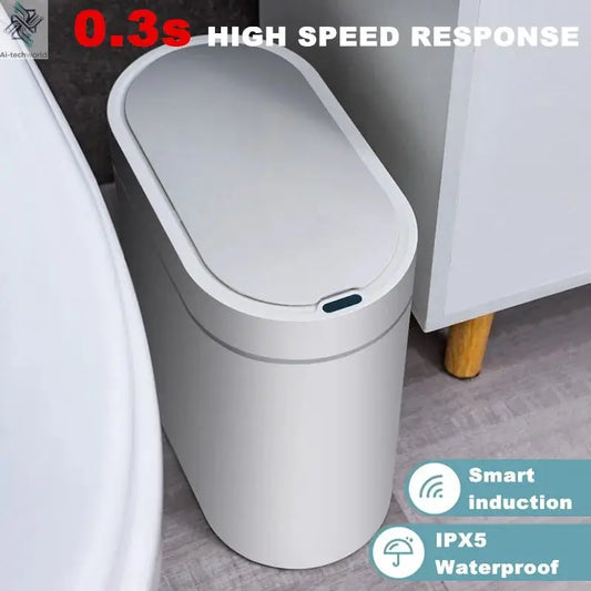 7L Automatic Sensor Trash Can Electronic Smart Household Bathroom Toilet Waterproof Narrow Dustbin Kitchen Induction Garbage Bin - Ai-TechWorld