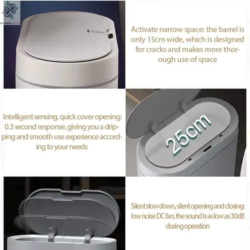 7L Automatic Sensor Trash Can Electronic Smart Household Bathroom Toilet Waterproof Narrow Dustbin Kitchen Induction Garbage Bin - Ai-TechWorld