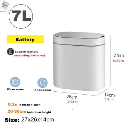 7L Automatic Sensor Trash Can Electronic Smart Household Bathroom Toilet Waterproof Narrow Dustbin Kitchen Induction Garbage Bin - Ai-TechWorld