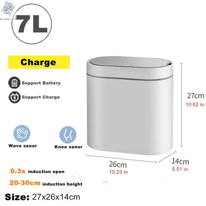 7L Automatic Sensor Trash Can Electronic Smart Household Bathroom Toilet Waterproof Narrow Dustbin Kitchen Induction Garbage Bin - Ai-TechWorld