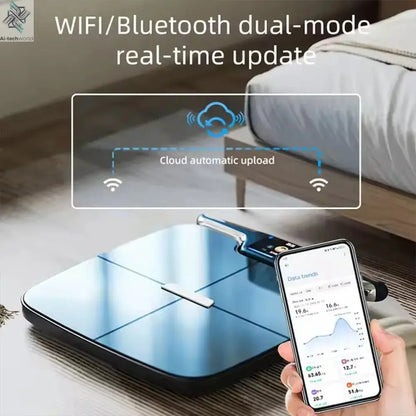 8 Electrodes Digital Smart WIFI Scale for Body Weight Fat Accurate BMI Muscle Mass 28 Body Composition Health Analyzer with App - Ai-TechWorld