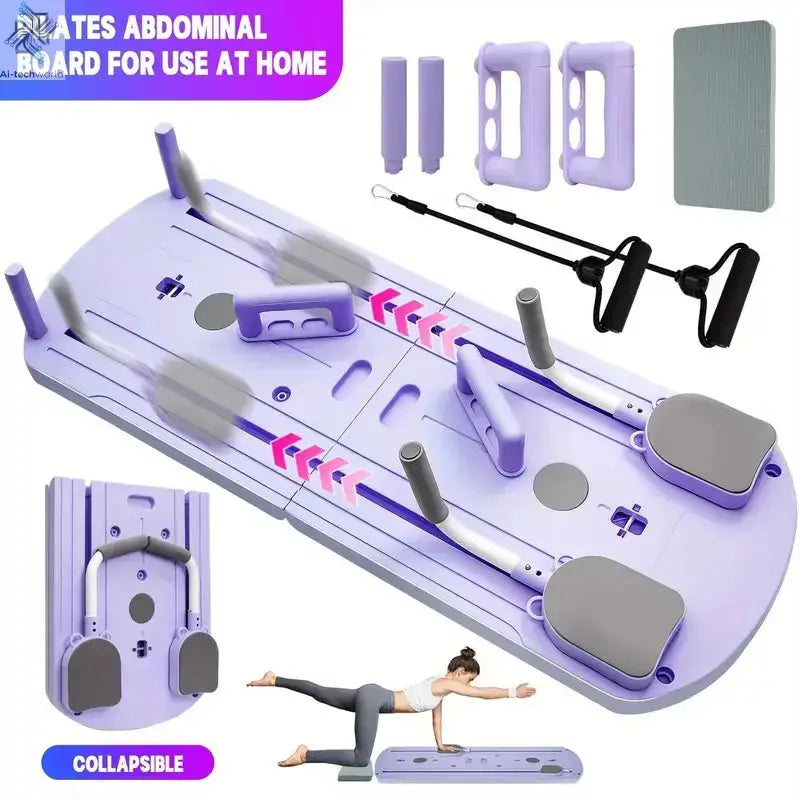 8-in-1 Multi-Functional ABS Yoga Board - Portable Folding Pilates & Abdominal Strength Trainer with Adjustable Handles, Design - Ai-TechWorld