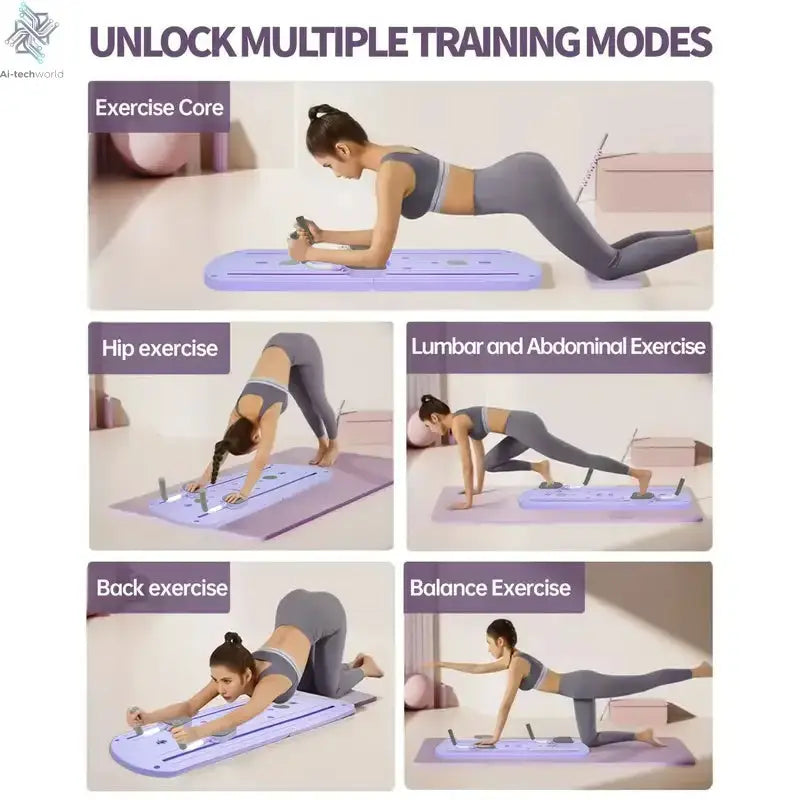 8-in-1 Multi-Functional ABS Yoga Board - Portable Folding Pilates & Abdominal Strength Trainer with Adjustable Handles, Design - Ai-TechWorld
