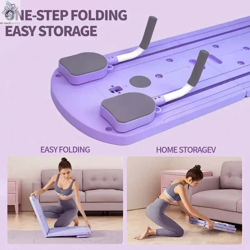 8-in-1 Multi-Functional ABS Yoga Board - Portable Folding Pilates & Abdominal Strength Trainer with Adjustable Handles, Design - Ai-TechWorld