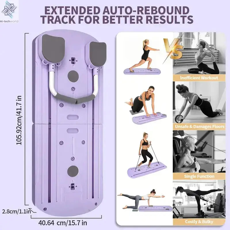 8-in-1 Multi-Functional ABS Yoga Board - Portable Folding Pilates & Abdominal Strength Trainer with Adjustable Handles, Design - Ai-TechWorld