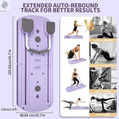 8-in-1 Multi-Functional ABS Yoga Board - Portable Folding Pilates & Abdominal Strength Trainer with Adjustable Handles, Design - Ai-TechWorld
