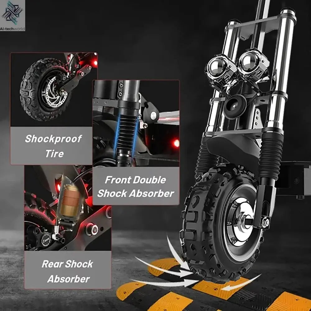 [8 models]10/11 Inch 48V-72V 1000W-6000W Electric Scooter 50-85km/h Fast E Scooter Off Road Electric Kick Scooter Foldable Adult Ai-TechWorld 