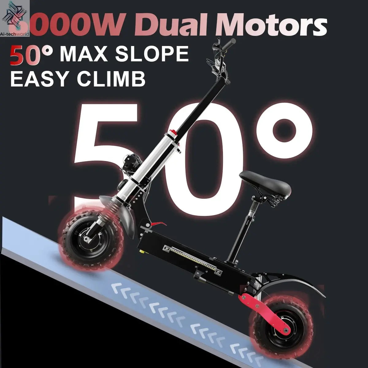 [8 models]10/11 Inch 48V-72V 1000W-6000W Electric Scooter 50-85km/h Fast E Scooter Off Road Electric Kick Scooter Foldable Adult Ai-TechWorld 