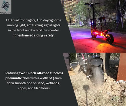 [8 models]10/11 Inch 48V-72V 1000W-6000W Electric Scooter 50-85km/h Fast E Scooter Off Road Electric Kick Scooter Foldable Adult Ai-TechWorld 
