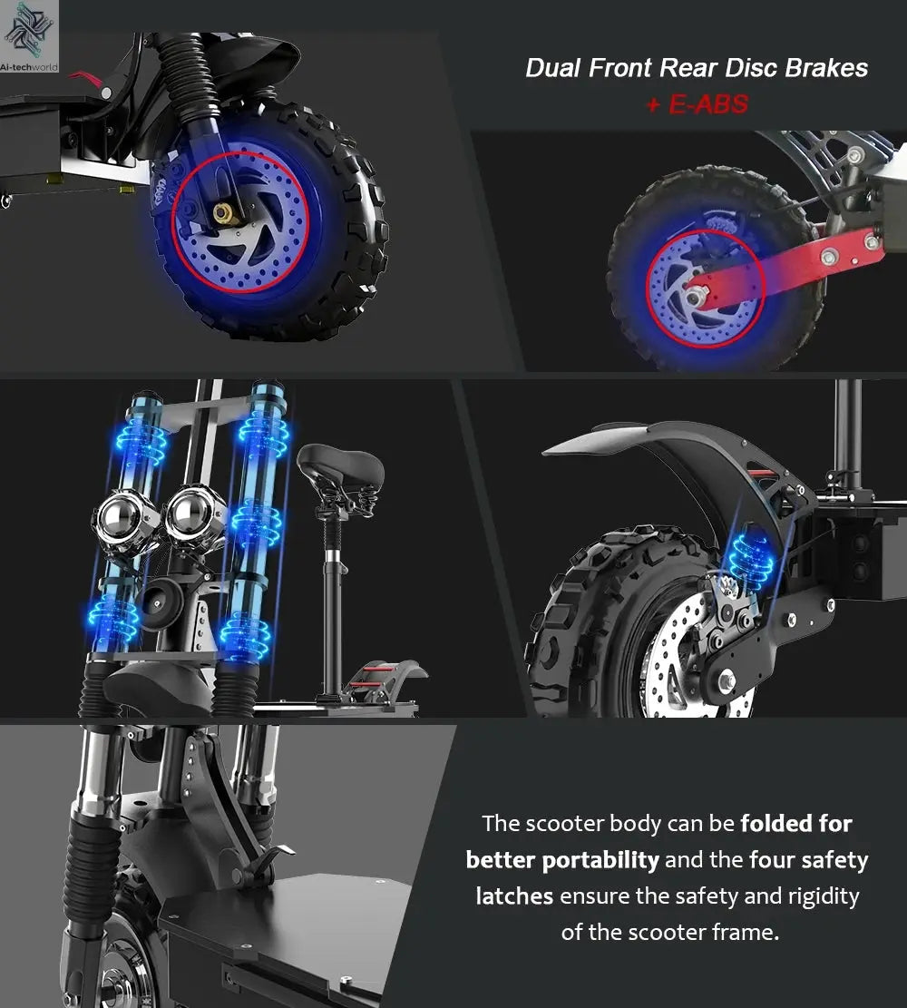 [8 models]10/11 Inch 48V-72V 1000W-6000W Electric Scooter 50-85km/h Fast E Scooter Off Road Electric Kick Scooter Foldable Adult Ai-TechWorld 