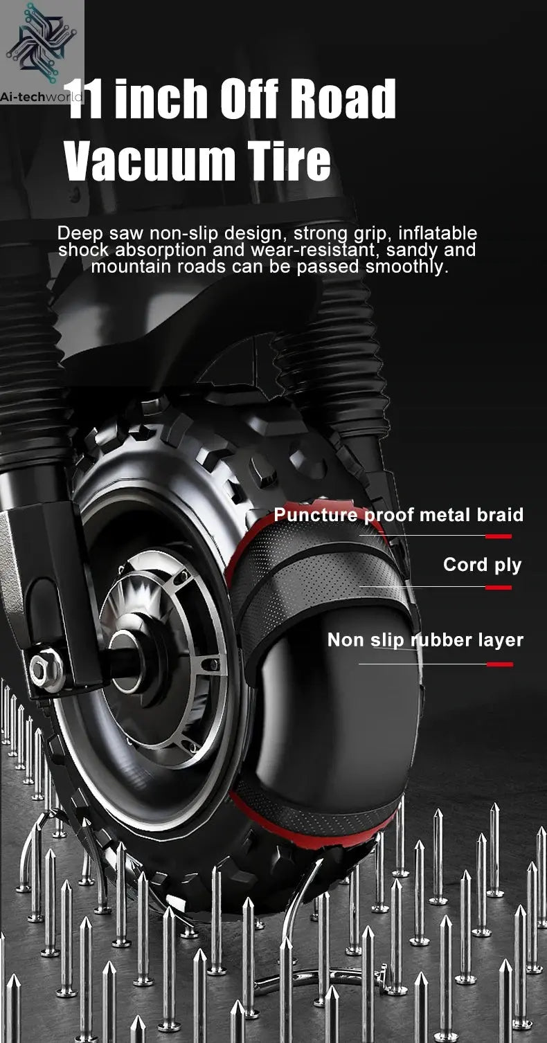 [8 models]10/11 Inch 48V-72V 1000W-6000W Electric Scooter 50-85km/h Fast E Scooter Off Road Electric Kick Scooter Foldable Adult Ai-TechWorld 