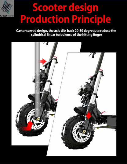 [8 models]10/11 Inch 48V-72V 1000W-6000W Electric Scooter 50-85km/h Fast E Scooter Off Road Electric Kick Scooter Foldable Adult Ai-TechWorld 