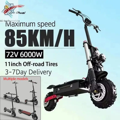 [8 models]10/11 Inch 48V-72V 1000W-6000W Electric Scooter 50-85km/h Fast E Scooter Off Road Electric Kick Scooter Foldable Adult Ai-TechWorld 