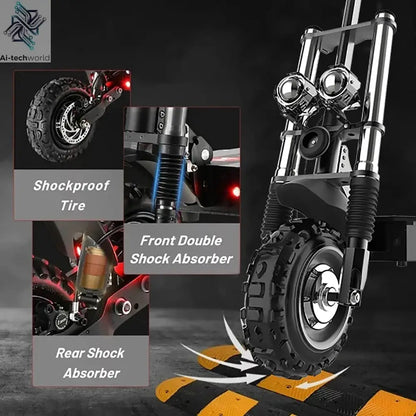 [8 models]10/11 Inch 48V-72V 1000W-6000W Electric Scooter 50-85km/h Fast E Scooter Off Road Electric Kick Scooter Foldable Adult Ai-TechWorld 